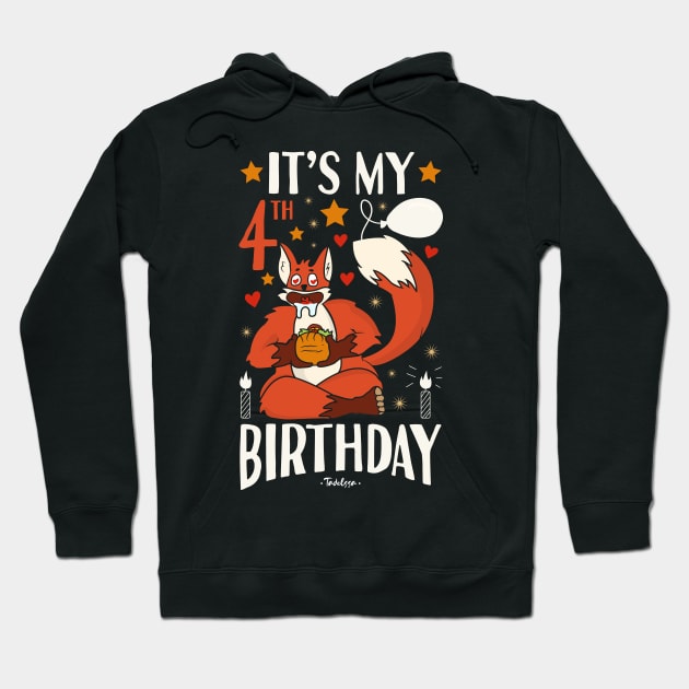 It's My 4th Birthday Fox Hoodie by Tesszero